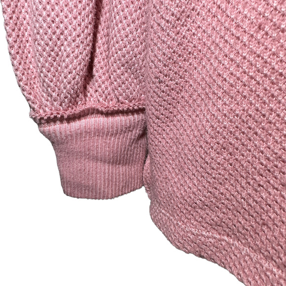 Free People Waffle Knit Oversized Mock Neck Sweater Faded Coral Women XS NWT - Picture 9 of 12